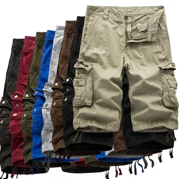 Carga Shorts Homens 2021 Verão Militares Do Exército Tático Homme Shorts Ocasionais De Sólidos Multi-Bolso Masculino Carga Shorts Plus Size