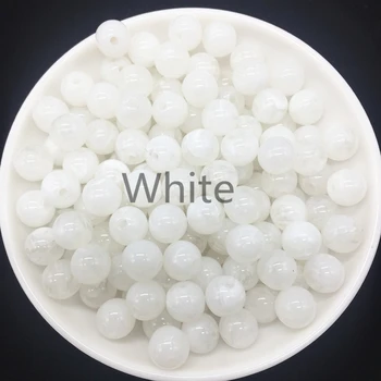 Novo 6 8 10 milímetros Rodada Acrílico Esferas Espaçador Solta Esferas Para Fazer Jóias DIY Pulseira Branca