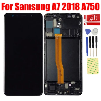 Para Samsung Galaxy A7 2018 A750 A750F A750F/DS A750G/DS A750FN/DS Visor LCD do Painel de Digitador da Tela de Toque, Sensor de Montagem de quadros