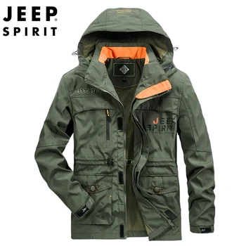 JEEP ESPÍRITO jaqueta de moda masculina roupas casual de ferramentas com capuz algodão material da primavera e do outono de roupas de alta qualidade
