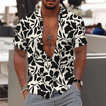 2022 Hd coqueiro 3d Impressão Digital Homens Havaiano Camisas Soltas Respirável Camisas de Partido de Praia de Manga Curta Tops Streetwear
