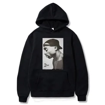 2PAC Hoodies Rapper Tupac Impressão de Streetwear Homens Mulheres da Moda Oversized Moletons com Capuz de Hip Hop Black Fatos Casaco Pullover