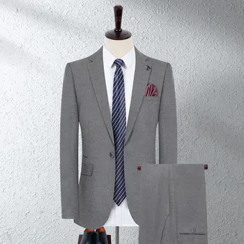 De alta Qualidade (Blazer + Calça) Homens Britânicos de Estilo Simples de Negócios de Moda Casual Elegante Cavalheiro Fino Terno de roupa de Duas peças