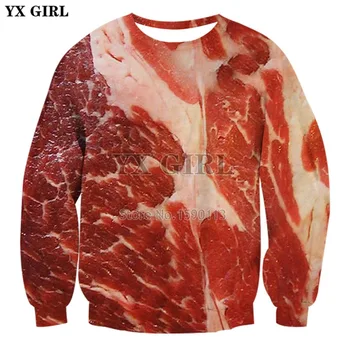 YX MENINA de Carne de Bovino 3d Casacos de Moletom Engraçado Simulação de Bacon Pulôver de 2018 Plus Size, Roupas de Marca de Treino Outwear