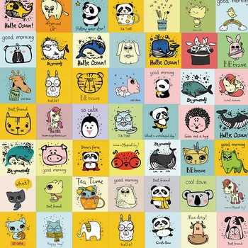 10/30/60pcs Animal Bonito Inspiradoras Frases Autocolantes dos desenhos animados de Decalques de Brinquedos Para as Crianças Aprender Etiqueta DIY Notebook Telefone Portátil