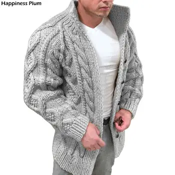 Suéter de Manga Longa Alongadas Stand Colar de Torção Textura Térmica Suéter Casaco para o Inverno