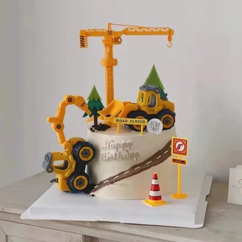 Engenharia De Veículo De Decoração Do Bolo De Escavação Máquina De Bolo Toppers Guindaste Bolo Decorações Feliz Aniversário, Decoração Para Uma Festa De Crianças Meninos Aniversário Brinquedos