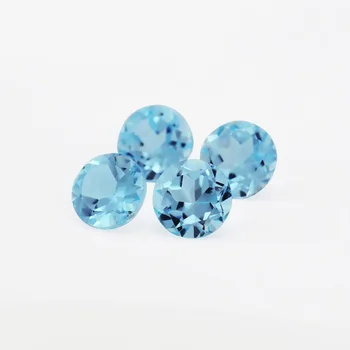 2-9MM Natural Rodada Facetada Céu Topázio Azul pedra preciosa de novembro de Pedra DIY Solta Semi Preciosa pedra preciosa DIY Jóias 4110178