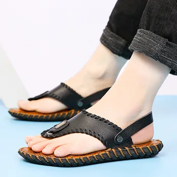 Ms reboque de chinelos, sandálias de couro 2022 verão