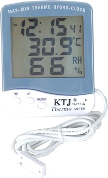TA218A Umidade/Temperatura de Metro(linha sensora) Thermo Higrômetro Relógio Calendário