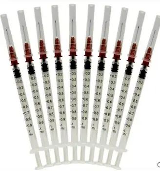 50PCS Descartáveis seringas estéreis as agulhas de 1ml com agulha de plástico enema de alimentação de Laboratório de Medição de Estimação Alimentador de Ferramenta