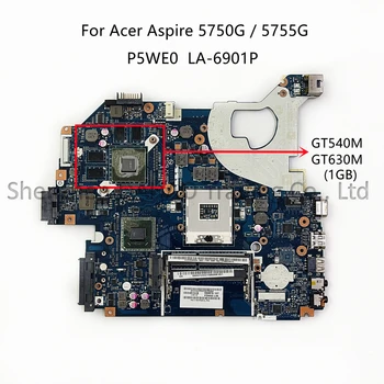 P5WE0 LA-6901P Para Acer Aspire NV57 5750 5755 5750G Laptop placa-Mãe Com HM65 GT520M/GT540M/GT610M/GT630M 1GB/2GB Placa de Vídeo