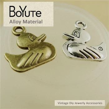 BoYuTe (50 Peças/Lote) 16*14MM Antique Bronze Banhado a Prata com Liga de Zinco Caixa de Materiais de Pato Encantos Pingente de Diy Resultados da Jóia