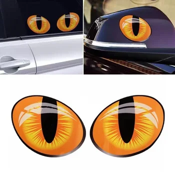 2pcs olhos de gato adesivos de carros simulação 3D Reflexiva estéreo adesivo de carro luminoso adesivo de carro carro chefe espelho retrovisor de etiqueta do carro