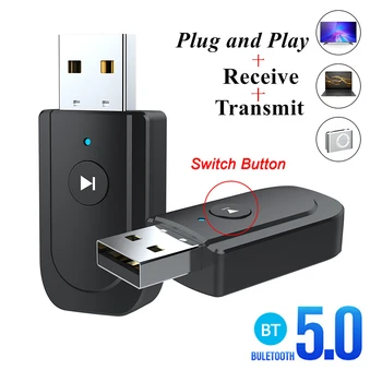 USB Bluetooh 5.0 Receptor de Áudio do Transmissor de 3.5 mm Jack AUX USB para Música Estéreo sem Fio Adaptador Dongle Para TV, PC, Carro de Fone de ouvido