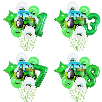 1 Conjunto Trator Digital Balões De Construção Verde O Carro Da Folha De Balão De Meninos Presentes De Aniversário, Decoração Para Uma Festa De Crianças Brinquedos Artigos Para Casa