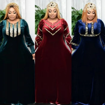 Outono Inverno Faixa África Do Vestuário Muçulmano Longo Maxi Vestido De Alta Moda De Qualidade Da África Do Vestido Para A Senhora Africana Vestidos Para Mulheres