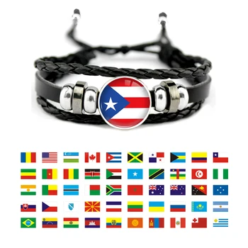 Venezuela Salvador, Trinidad e Tobago, Guatemala Bahamas checa, Croácia, Colômbia, Porto Rico Bandeira de Homens de Couro Pulseira para Mulheres