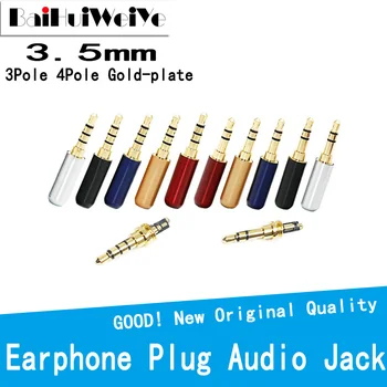 5Pcs de Alta Qualidade conector de 3,5 mm de Áudio Jack 4Pole 3Pole Banhado a Ouro Fone de ouvido Adaptador Para DIY Fone de ouvido Estéreo de Fone de ouvido/Reparação de Fone de ouvido
