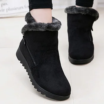 Inverno Quente Mulheres Botas De Neve De Plataforma Sapatos Casuais Plus Size Botas De Senhoras Zíper Mulher De Pele Impermeável Tornozelo Botas Sapatos De Mulher