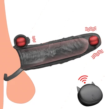 Pênis masculino Anel vibrador Luva para o Pênis Pau retardar a Ejaculação Alargamento Preservativos Vibrador Vibrador Adulto do Sexo Loja de Brinquedos Sexules