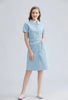 Mulheres de Verão, Salão de Beleza Enfermagem Uniforme Farmácia Clínica de Manga Curta Moda de Trabalho diário Com Fixador Slim Fit