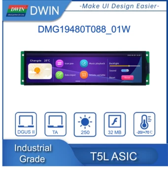 DWIN de 8,8 polegadas Barra de Ecrã IPS de Série do Controlador de LCD Capacitivo de Toque Resistive 480*1920P TFT Campainha DMG19480T088_01