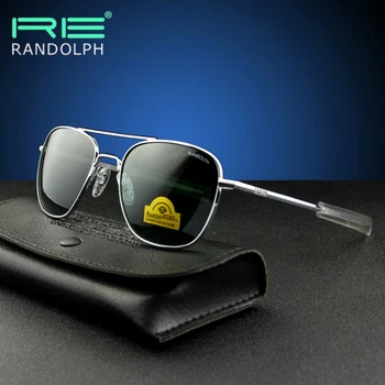 Piloto EUA.RE Óculos de sol dos Homens Qualidade Superior da Marca do Designer de RANDOLPH AGX Lente de Vidro Temperado AO Óculos de Sol Masculino QF562