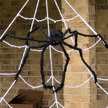 Aranha Gigante Halloween Decorações Ao Ar Livre Poseable De Pelúcia Aranha Horror Festa De Halloween Decoração Adereços Casa Assombrada Decoração