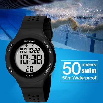 SYNOKE Marca Homens Relógio de 50M à prova d'água LED Display Digital Assistir Esportes Relógios Para Mulheres Mens Relógio Eletrônico Reloj Hombre
