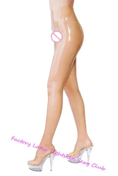 Transparente látex leggings sexy de látex de borracha calça meia-calça à calça com meias para mulheres de látex calças para mulheres