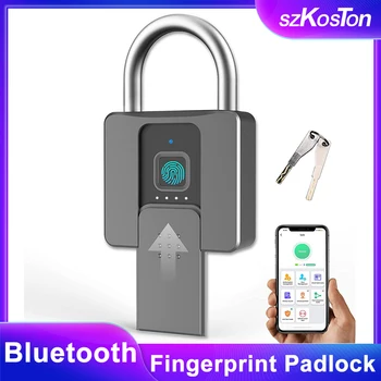 Impressão digital Cadeado Liga de Zinco Inteligente Biométricos de impressão Digital Porta Cadeados Impermeável Bluetooth APLICATIVO Sem Desbloqueio para o Office Home