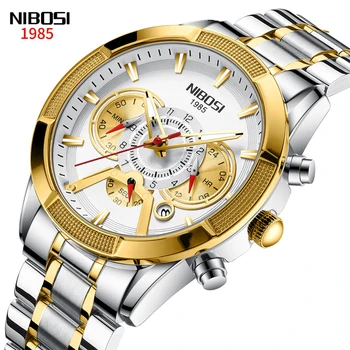 NIBOSI Cronógrafo Homens de relógios de Desporto Relógios de homens de melhor Marca de Luxo Integral à prova d'água em Aço Quartzo Relógio Homens Relógio Masculino possuir 2379