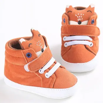 Bonito Fox Menino Sapatos de Criança Menino de Algodão Anti-derrapante Sola Macia Criança Sapatilha Outono, Primavera de Sapatos de Bebê Primeiro Walker para 0-18 Meses
