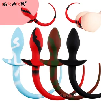 Silicone Cauda do Cão Anal Plug anal G-Spot Estimulador Vagina, Ânus Expansor de Brinquedos Sexuais para Mulheres, Homens, Adultos, Jogos BDSM Produtos Eróticos