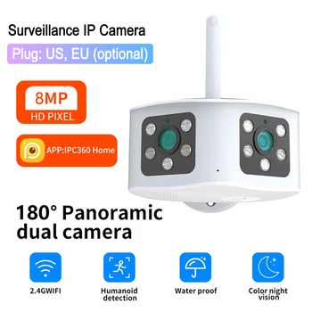 4K de 8MP WiFi do HD da Câmera do IP AI Humanos de Detecção de Alarme à prova d'água Zoom de 10X de Vigilância Câmera do CCTV da Segurança de Duas vias de Áudio Lente Dupla