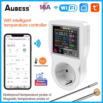 Tuya Smart wi-Fi Tomada Com Termostato UE/EUA/UK 16A Controlador de Temperatura de Plugue de Parede de Temporização Função de APLICATIVO Remoto Inteligente da Vida