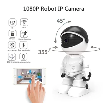 1080P Robô Câmera do IP da Câmera de Segurança De 360 ° sem Fio WiFi 2MP Câmera do CCTV Casa Inteligente de Vigilância de Vídeo P2P Monitor do Bebê