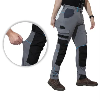 Alto-trecho calças de trabalho multi-bolso resistente ao desgaste caminhadas calças de trabalho calças de homens vestuário de trabalho Calças Com joelheiras