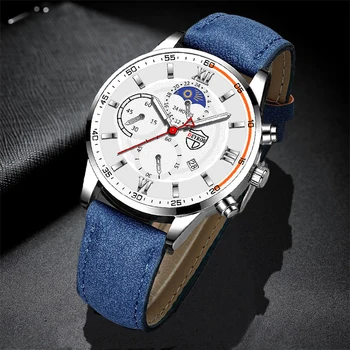 Moda de luxo homens de esportes relógios de homens de negócios de quartzo do aço inoxidável relógios de homem casual de couro watchrelogio masculino