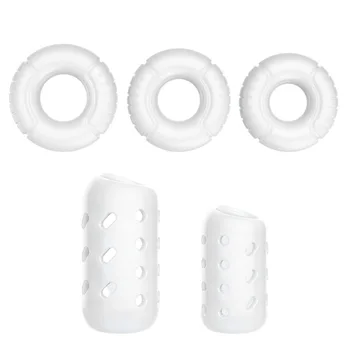 5PCS/Set Prepúcio Correção de Pau Anéis de Castidade Masculino Dispositivo de retardar a Ejaculação Reutilizáveis Pênis Anéis Extensor de Brinquedos Sexuais para Homens