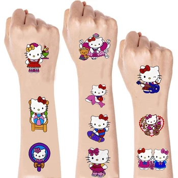 Hello Kitty Tatuagem Adesivos Crianças Favores Kitty Festa De Aniversário, Decorações De Desenhos Animados Parte Autocolante Do Chuveiro De Bebê Festa De Presente De Suprimentos