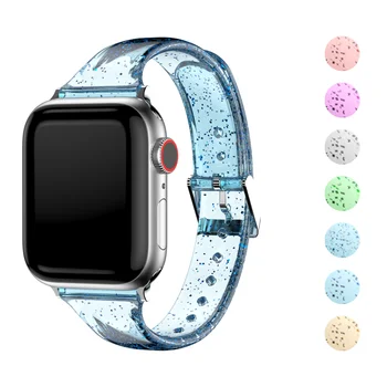 Glitter pulseira de silicone para Apple relógio Ultra 49mm 8 7 45mm 41mm Transparente Confortável alça para iwatch 6 5 4 3 40 mm 44 mm 42mm