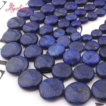 Natural de Lápis-Lazúli de Pedra Azul Moeda de Grânulos de Pedra Solta 10/12/20mm Para DIY Colar Pulseira de Fazer a Jóia de 15