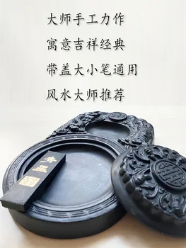 Shanxi Wutaishan Especialidade Chengni Tinteiros Plataforma Com Cobertura De Folga Houtian Original De Pedra Estudo De Quatro Tesouros Calligraph