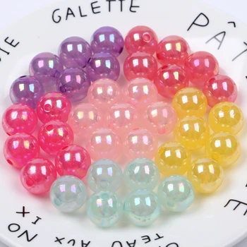 16mm Acrílico colorido translúcido contas redondas Esferas de plástico para DIY, cabeça de desgaste, acessórios para crianças, bracelete dos grânulos da jóia