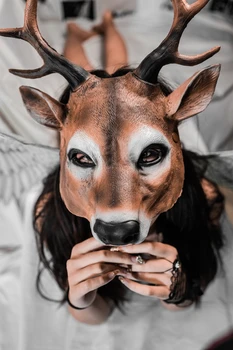 Adultos Cosplay 3D Máscara de Animal de Espuma PU Veado Máscara Mulheres Homens Festa de Carnaval do Clube dramatização Máscaras