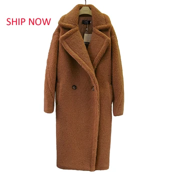2021new teddy casaco de peles longo casaco mulheres cordeiro casaco de pele espessa camada de grandes dimensões outwears