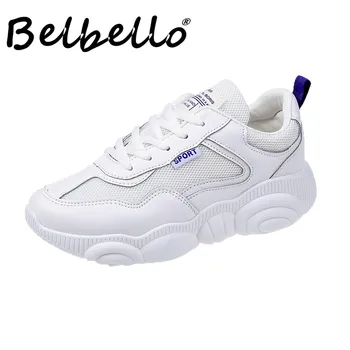 Belbello venda Quente Mulheres sapatos de 2019 a Primavera e o Outono Respirável PU Confortável e Casual Sapatos de Desporto ao ar livre