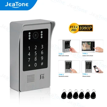 JeaTone FHD 1080P Telefone Video da Porta do RFID Cartão de Swiper, Senha Teclado ao ar livre Chamada Painel de Estação de IR Night Vision Apartment Câmara